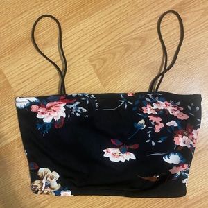 SHEIN floral black crop top tank